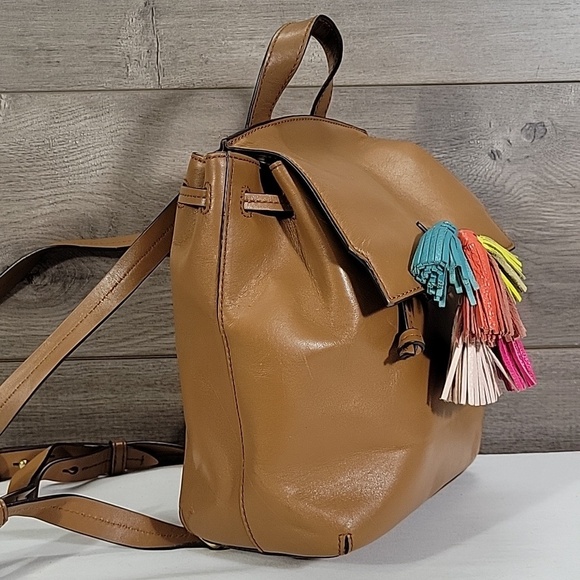 Rebecca Minkoff Tan Leather Backpack with Multicolor Tassels main image 13